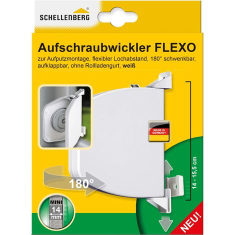 Schellenberg 50153 Avvolgitore a vite Flexo Mini, bianco, Interasse fori 14-15,5 cm (1/4)