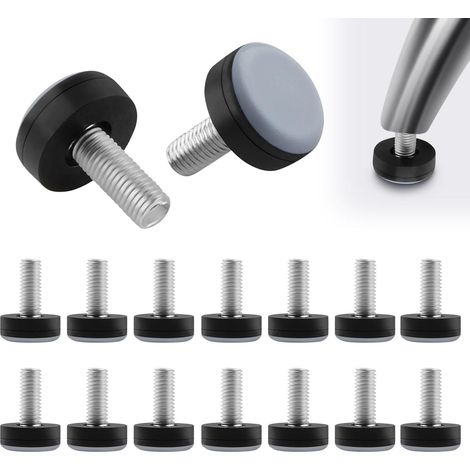 Ensemble de 16 pièces avec lames glissantes vissables, pieds réglables, sous-couches cylindriques rondes de 20 mm, avec pieds réglables avec vis d'insertion, vis réglables, adapté pour chaises, tables (1/5)