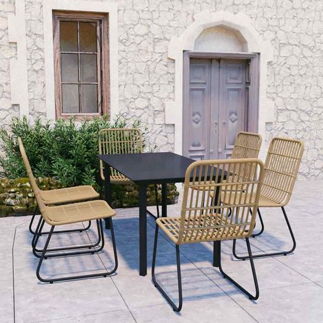 vidaXL Juego de comedor para jardín 7 piezas ratán sintético y vidrio (1/5)