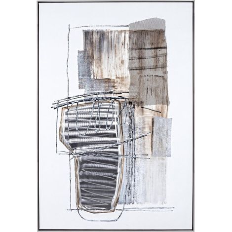 Quadro olio crown 82.5 x 122.5 dipinto su tela con applicazioni metalliche struttura in legno di abete cornice in plastica (1/4)