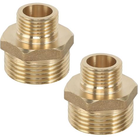 Mamelon Double Réduit 1 Pouce à 1/2 Pouce, 2 Pièces en Laiton Mamelon de Réduction AG/AG Raccord Mâle à Mâle pour Chauffage Installation D'eau Potable Adapté (1/4)