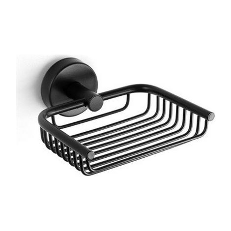 Portasapone griglia in acciaio inox nero opaco con installazione a parete MIRA-N kamalu