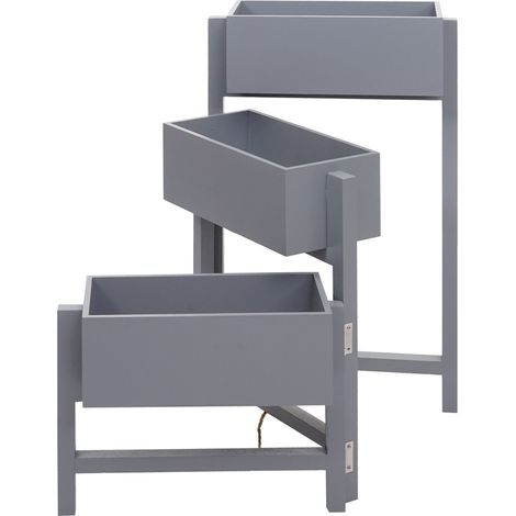 [NEUWERTIG] Pflanzregal HHG-710, Standregal Blumenständer Pflanzkasten, 65x108x15cm, Holz Shabby-Look Vintage grau-blau