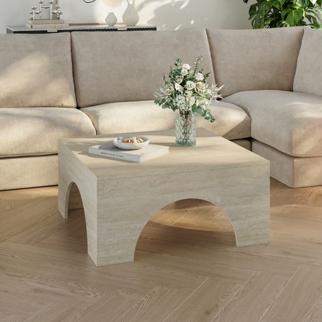 Couchtisch Vivatka 80x80x37 cm Travertin [en.casa]