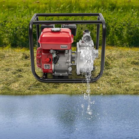 Pompe à eau portable à essence 4 temps 7,5 CV - Pompe de jardin portable - Pompe de bassin - Pompe à eau sale - Pompe à eau à essence avec conduite d'eau pour le drainage et l'irrigation (1/5)