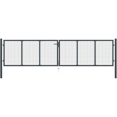 Portail en maille de jardin Acier galvanisé 400 x 125 cm Gris 2 (1/5)