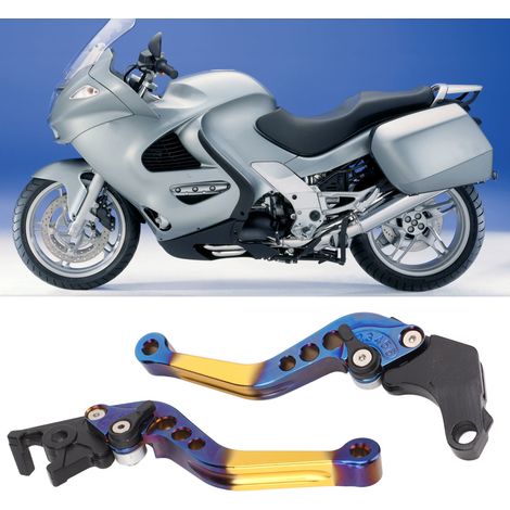 Modifizierter Motorradkupplungs- und Bremshebel, vollständig CNC-gefräst, irisierend blau und gelb. (1/5)