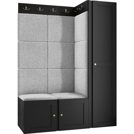 Conjunto para recibidor Hartford 377, Abriamo 06, 186x124x46cm, Aglomerado laminado, Tapiz, MDF, Colocada, Montada en la pared (1/5)