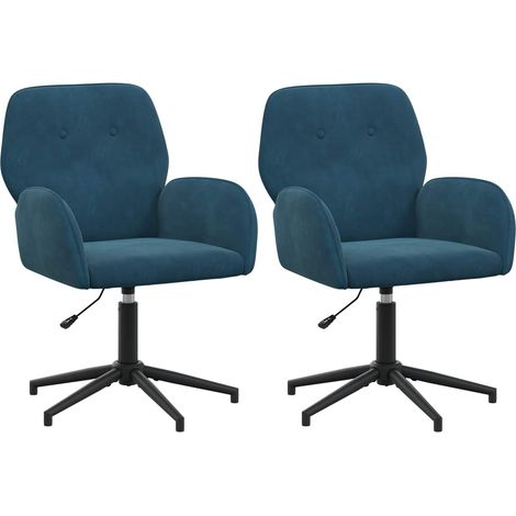 Sedie da scrivania girevoli 2 pz 54 x 55 x 90 cm Blu Velluto vidaXL (1/5)