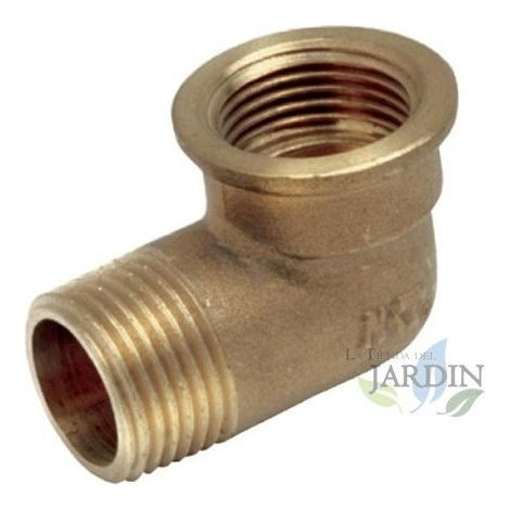 Codo latón Macho Hembra  Accesorio laton Aenor  Codo roscado  Unión Tubos Riego  Conector Latón Tubos