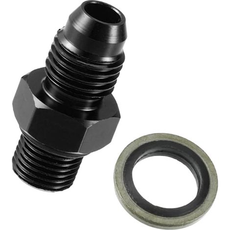 Motoforti Fuel Fitting with Washer/Inner Fuel Line Male Flare Adapter for Car/Durable Aluminum Alloy Metric M10x1.0 to 4AN Male Flare Adapter / 1 Set Black Long-lasting