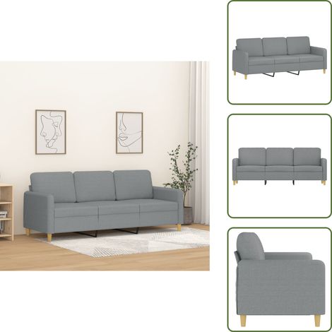 The Living Store 3-Sitzer-Sofa Hellgrau 180 cm Stoff - 3-Sitzer-Sofa - Wohnlandschaft - Grau Sofa - Couchtisch - Gemütliches Sofa