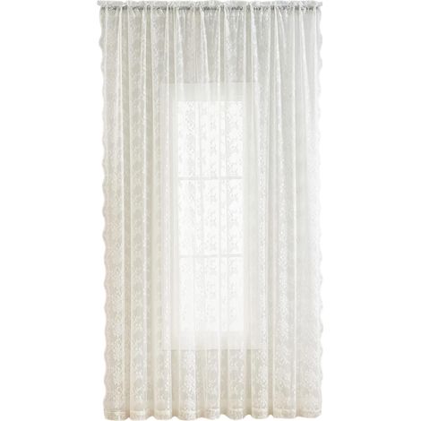 Rideaux de cuisine en dentelle florale blanche transparente, 150 x 180 cm (1/5)