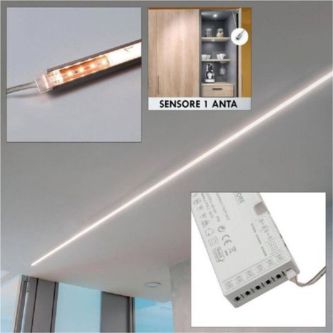 Kit 3 Pz Barra Led 36 W Profilo Alimentatore 12v Luce 4000k Interruttore Sensore