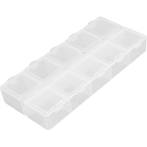 Boîte de Rangement 10 Compartiments Blanc pour Bijoux Outils - Organisateur (1/5)