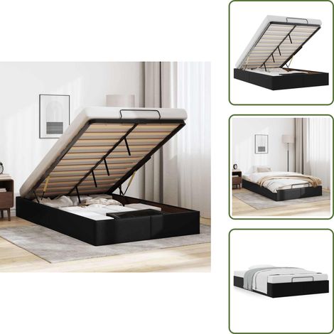 Mecanismo de elevación hidráulico - vidaXL Estructura cama otomana sin colchón negro 120x190cm - Cama con base de láminas
