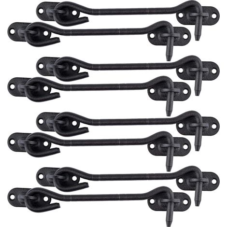 Crochet de Cabine en Acier Inoxydable 150 mm Loquet de Porte Serrures de Portes pour Portes de Grange Coulissante Armoire Fenêtre Abri Jardin Clôture Noir Paquet de 2 Pièces