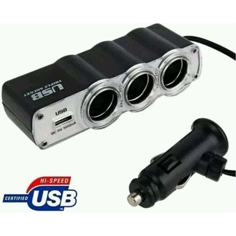 YMYNY Multiprise 3 prises allume-cigare 12/24 volts USB pour voiture -