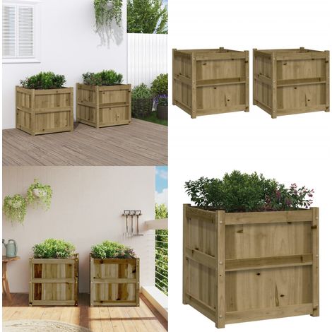 Jardinières 2 pcs bois de pin imprégné - Jardiniere En Bois - Jardinerie - Decoration Exterieur - Pot De Fleurs - Balcon - Home & Living (1/5)