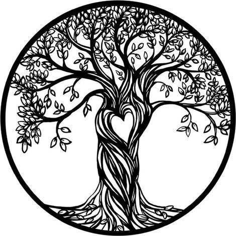 Décoration murale arbre de vie en métal noir – Finition résistante à la rouille – Pour intérieur et extérieur – Cadeau pendaison de crémaillère (1/5)