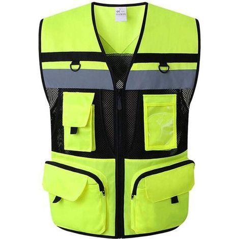 Gilet di sicurezza riflettente - Gilet di sicurezza riflettente multi-tasche - Verde (XL) (1/5)