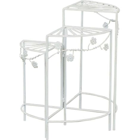 Scaffaletto étagère richiudibile in ferro battuto bianco decorato per arredo balconi e terrazze effetto vintage (1/2)