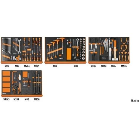 Beta 5904VU/2M Assortimento utensili universali in termoformati 144 Pz.