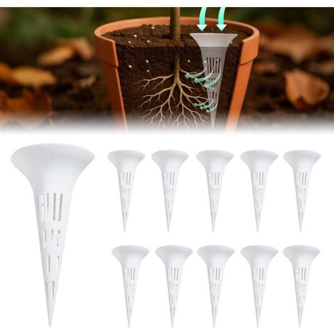 Lot de 10 tubes à racines de plantes pour aération du sol, prévention de l'arrosage excessif, avec pointes d'aération, barres d'aération pour légumes, jardin, 12,4 cm (10, 12,4 cm)