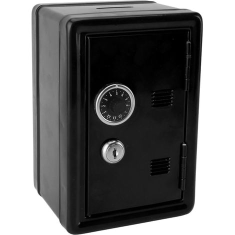 Tirelire en Métal Verticale Noire Mignonne Créative avec Serrure et Clés Coffre à Pièces pour Maison (1/5)