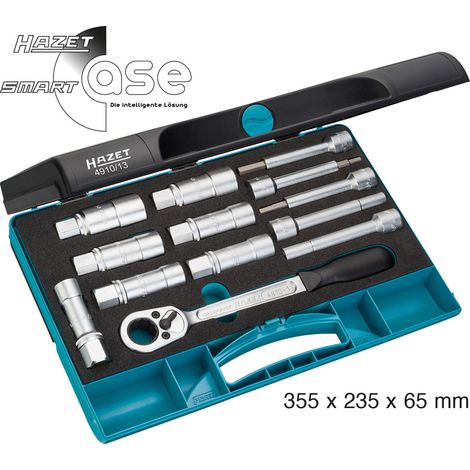 Hazet Jeu d'outils spéciaux pour amortisseur - Carré creux 12,5 mm (1/2 pouce) - Profil TORX intérieur, Profil à 6 pans intérieurs, Profil à pivot creux, Profil à 6 pans extérieurs - Nombre d'outils