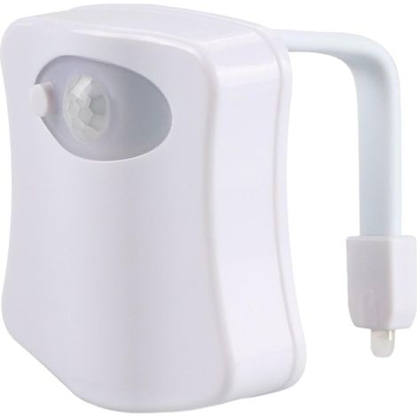 1 veilleuse led, capteur de mouvement, lumière colorée automatique, abs, pour salle de bain et wc