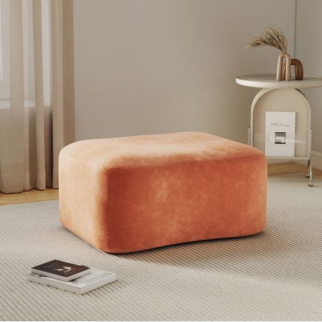 Pouf 96x69x45 cm arancione, seduta extra 150 kg, velluto, senza montaggio MEUBLIV (1/5)