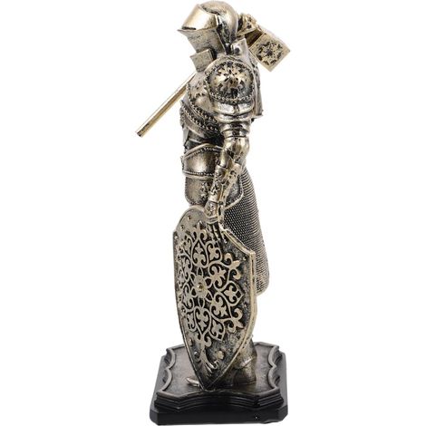 Figurine De Chevalier Garde Royale en Résine Vintage, Sculpture Décorative Médiévale Dorée, Statuette Détaillée pour Salon Et Bureau, Objet D’Art Rétro Unique (1/5)