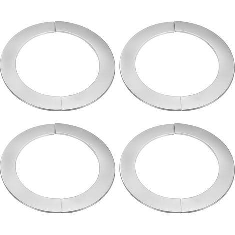 Juego de 4 bridas divisorias redondas autoadhesivas de acero inoxidable de 162 mm (6,38") con tapa para tubería y collar de fijación para suelo, techo, baño, cocina y aseo (1/5)