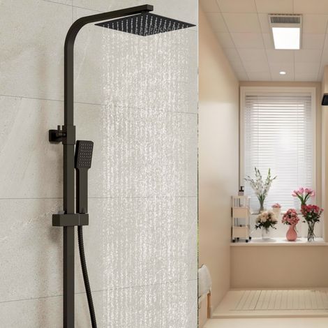 Biubiubath – Colonne de douche thermostatique réglable 730-1150mm – Pommeau carré 200mm – Acier inoxydable et laiton H59 – Système anticalcaire (1/5)