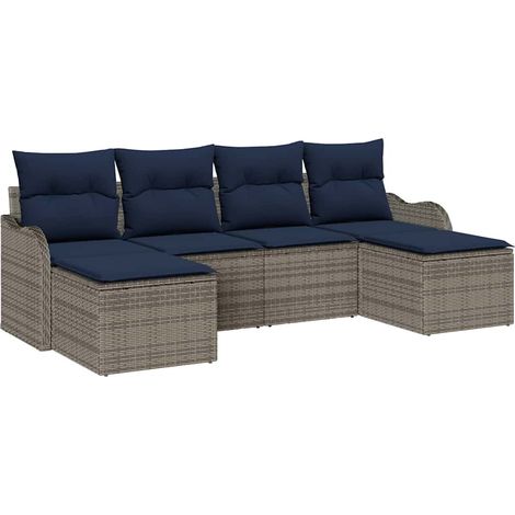 Sofa Set 6 pcs Grey Polyester vidaXL (1/5)