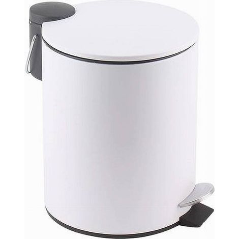 Cleafe - Pattumiera Acciaio Pedale 5 Lt Bidone Cestino Spazzatura Bagno Casa Bianco 87450 - (1/2)