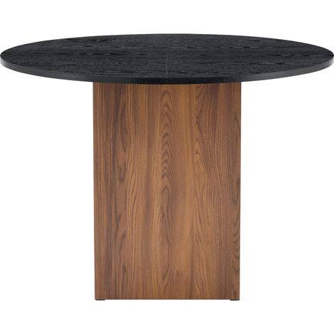 Tavolo da pranzo rotondo in MDF con ripiani, nero e noce, 100 cm, 2-4 persone (1/5)