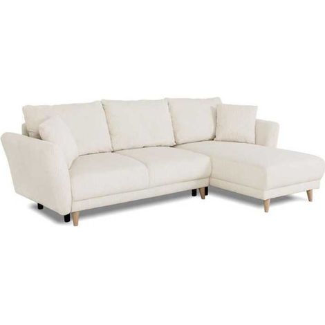 Canapé d'angle convertible réversible CLAUDIUS - 3/4 Places - Tissu Lincoln Pearl velours côtelé - 244x158x86 cm (1/5)