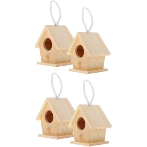 4pièces Support pour Nichoirs Bois Brut à Suspendre pour Décoration De Jardin Extérieur Et Activités De Peinture (1/5)