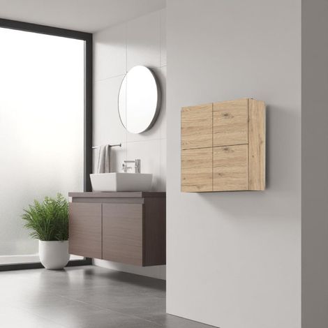 Pensile CUBOTTO a 4 ante con apertura PUSH&PULL Quercia Naturale (1/2)