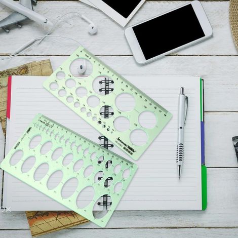jojofuny Lot de 2 cercles et règles mesure en plastique vert pour (1/5)