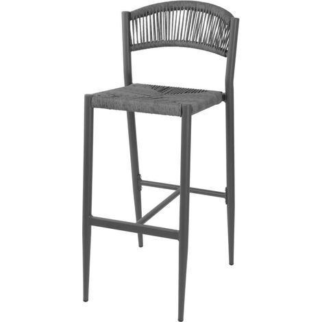 Tabourets de bar d'extérieur en rotin PE tressé Eden anthracite (lot de 2) - BOLERO (1/5)
