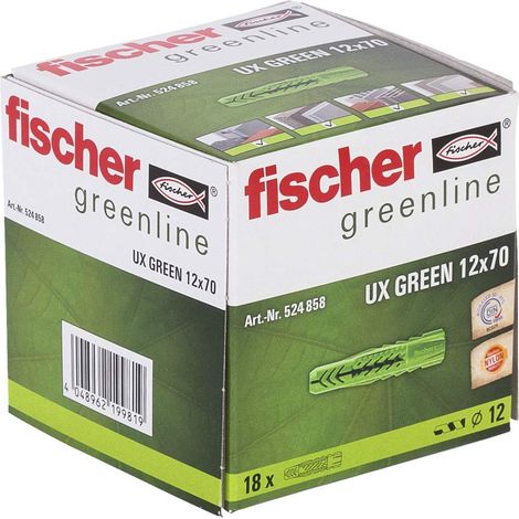 Cheville tous matériaux UX GREEN 12x70, fabriquée à base de matières premières renouvelables/Boîte de 18 vert (1/4)