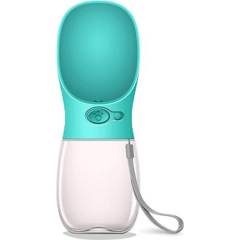 Hunde-Trinkflasche, auslaufsicherer, tragbarer Wasserspender mit Trinknapf für Welpen, ideal für Spaziergänge, Wanderungen und Reisen, aus lebensmittelechtem Kunststoff – 355 ml – Blau (1/5)