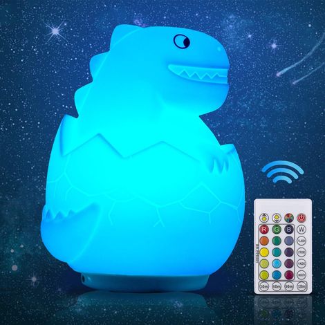 1 Veilleuse Dinosaure,LED rechargeable,Silicone souple,16 couleurs,Télécommande,Chambre enfant,Cadeau anniversaire (1/5)