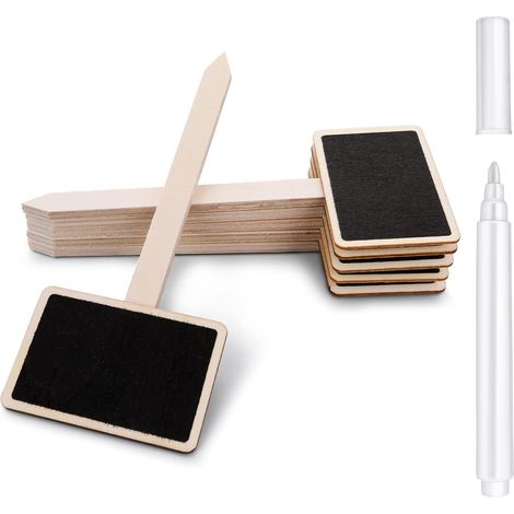 20 Pcs Wooden Garden Labels Chalkboard Labels with Marker Pen for Indoor and Outdoor Plants, Herbs, Flowers, Potted Vegetables (1/5)