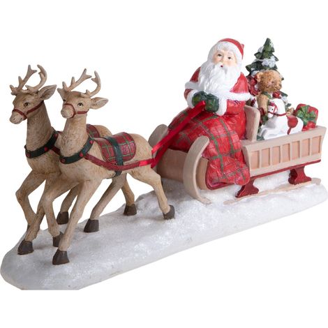 Pupazzo di Babbo Natale su slitta con Daini decorazione natalizia da 41 cm (1/4)