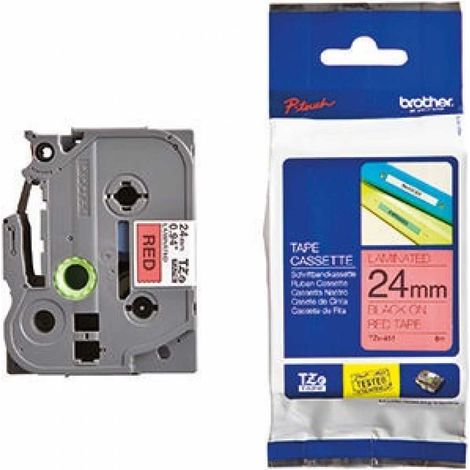 Schriftbandkassette P-touch TZe-451 24 mm x 8 m (B x L) rot schwarz (1/5)