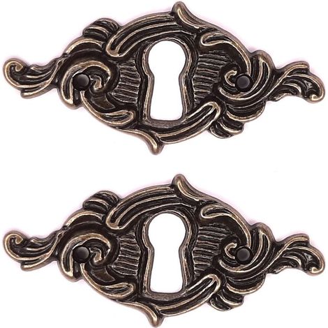 Set aus 2 Louis XV Schlüssellochrosetten (60 mm) – Zamak mit gealterter Messingoberfläche – Zur Restaurierung antiker Möbel – DIY-Vintage-Schlüssel (1/3)